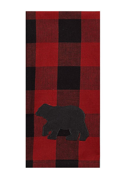 Buffalo Check Bear Applique Decorative Dishtowel - Set of 2 Park Designs - The Fox Decor